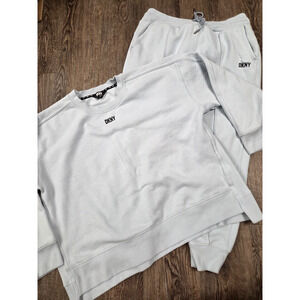 DKNY Jogger Pant Set Light Baby Blue Crewneck Matching Set Medium Large